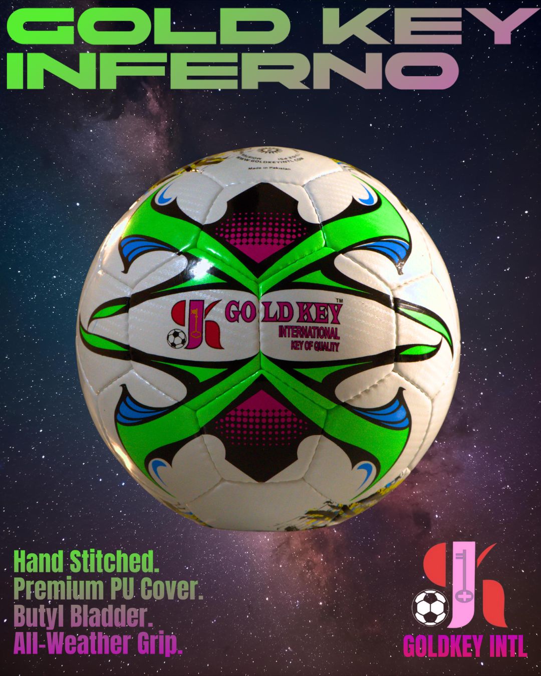 Gold Key International – Size 5 Hand-Stitched Professional Training Football