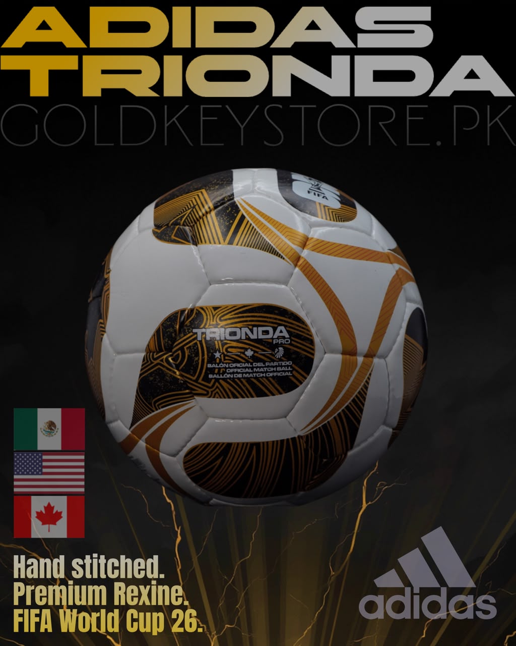 Adidas Trionda FIFA World Cup Final 2026 Ball - Size 5 (Hand-Stitched)  Certification: FIFA Quality