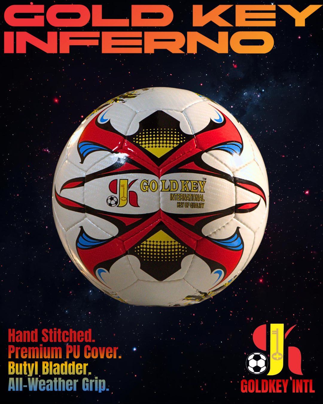 Gold Key International – Size 5 Hand-Stitched Professional Training Football